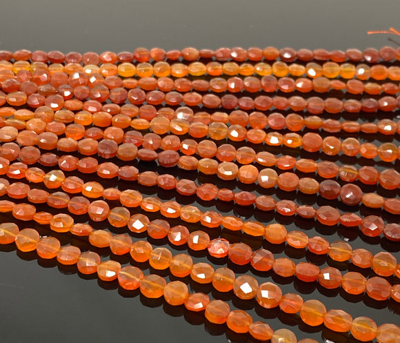 8” Carnelian Gemstone Coin Beads, Natural Carnelian Beads, Jewelry Supplies Bulk Wholesale Beads, 5.5mm - 6mm