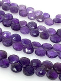 8” Natural Amethyst Faceted Heart Shape Beads, Jewelry Making Supplies Wholesale Gemstone Beads, 7mm - 8mm