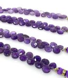 8” Natural Amethyst Faceted Heart Shape Beads, Jewelry Making Supplies Wholesale Gemstone Beads, 7mm - 8mm