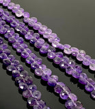 8” Natural Amethyst Faceted Heart Shape Beads, Jewelry Making Supplies Wholesale Gemstone Beads, 7mm - 8mm