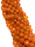 10” Carnelian Gemstone Beads, Natural Carnelian Faceted Round Beads, Jewelry Supplies Bulk Wholesale Beads