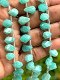 7" Amazonite Gemstone Fancy Twisted Drop Faceted Beads, Jewelry Supplies forJewelry Making, Wholesale Bulk Beads, 10x6mm - 12x8mm