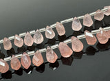 7" Strawberry Quartz Faceted Twisted Drop Shape Beads, Gemstone Beads, Jewelry Supplies Wholesale Bulk Beads, 9x5mm - 12x8mm