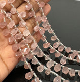 7" Strawberry Quartz Faceted Twisted Drop Shape Beads, Gemstone Beads, Jewelry Supplies Wholesale Bulk Beads, 9x5mm - 12x8mm