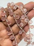 7" Strawberry Quartz Faceted Twisted Drop Shape Beads, Gemstone Beads, Jewelry Supplies Wholesale Bulk Beads, 9x5mm - 12x8mm