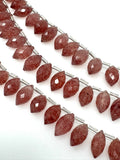 8" Strawberry Quartz Faceted Marquise Beads, Strawberry Quartz Gemstone Beads, Wholesale Bulk Beads, 10x6mm - 14x8mm