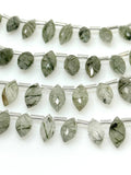 7" Natural Green Rutile Faceted Marquise Beads, Green Rutilated Faceted Gemstone Beads, Bulk Wholesale Beads, 10x5mm - 14x7.5mm