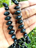 7.5" Black Onyx Marquise Shape Gemstone Beads, Wholesale Bulk Beads, Jewelry Supplies for Jewelry Making, 12x7mm - 14x8mm