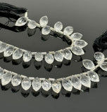 8" Clear Crystal Quartz Faceted Marquise Beads, Clear Crystal Quartz Gemstone Beads, 13x7mm - 15x8.5mm