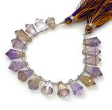 16 Pcs Ametrine Faceted Drop Beads, Ametrine Gemstone Beads for Jewelry Making, 10x6mm - 14x9mm