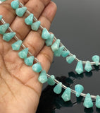 19 pcs Amazonite Gemstone Fancy Drop Faceted Beads, Jewelry Supplies forJewelry Making, Wholesale Bulk Beads, 9x5mm - 14x8.5mm