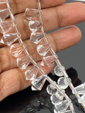 19 Pcs Clear Crystal Quartz Fancy Faceted Drop Beads, Clear Crystal Quartz Gemstone Beads for Jewelry Making, 11x7.5mm - 14x8mm