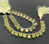 18 Pcs Natural Lemon Quartz Gemstone Beads, Lemon Quartz Faceted Drop Beads, Jewelry Supplies, 10x7.5mm - 13x8.5mm