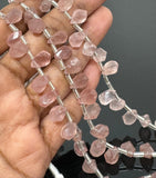 7" Strawberry Quartz Faceted Twisted Drop Shape Beads, Gemstone Beads, Jewelry Supplies Wholesale Bulk Beads, 9x5mm - 12x8mm