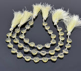 7.5” Lemon Topaz Gemstone Beads, Heart Shape Faceted Lemon Topaz Bulk Wholesale Beads, 9mm - 10mm
