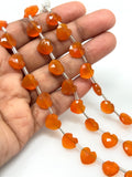 7” Carnelian Gemstone Beads, Carnelian Faceted Heart Shape Beads, Bulk Wholesale Beads, 9mm - 10mm