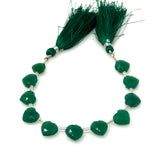 11 Pcs Green Onyx Gemstone Beads, Green Onyx Faceted Heart Shape Wholesale Bulk Beads, , 9mm - 10mm