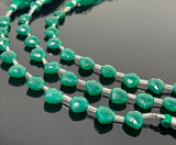 11 Pcs Green Onyx Gemstone Beads, Green Onyx Faceted Heart Shape Wholesale Bulk Beads, , 9mm - 10mm