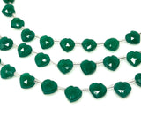 11 Pcs Green Onyx Gemstone Beads, Green Onyx Faceted Heart Shape Wholesale Bulk Beads, , 9mm - 10mm