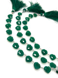 11 Pcs Green Onyx Gemstone Beads, Green Onyx Faceted Heart Shape Wholesale Bulk Beads, , 9mm - 10mm