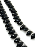 7.5" Black Onyx Marquise Shape Gemstone Beads, Wholesale Bulk Beads, Jewelry Supplies for Jewelry Making, 12x7mm - 14x8mm