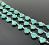 10 Pcs Natural Amazonite Gemstone Beads, Faceted Heart Shape Beads, Peruvian Amazonite Beads, Wholesale Bulk Beads, 9mm - 10mm