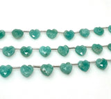 10 Pcs Natural Amazonite Gemstone Beads, Faceted Heart Shape Beads, Peruvian Amazonite Beads, Wholesale Bulk Beads, 9mm - 10mm