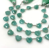 10 Pcs Natural Amazonite Gemstone Beads, Faceted Heart Shape Beads, Peruvian Amazonite Beads, Wholesale Bulk Beads, 9mm - 10mm