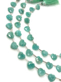 10 Pcs Natural Amazonite Gemstone Beads, Faceted Heart Shape Beads, Peruvian Amazonite Beads, Wholesale Bulk Beads, 9mm - 10mm