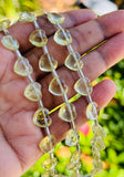 7.5” Lemon Topaz Gemstone Beads, Heart Shape Faceted Lemon Topaz Bulk Wholesale Beads, 9mm - 10mm