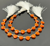 7” Carnelian Gemstone Beads, Carnelian Faceted Heart Shape Beads, Bulk Wholesale Beads, 9mm - 10mm