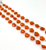 7” Carnelian Gemstone Beads, Carnelian Faceted Heart Shape Beads, Bulk Wholesale Beads, 9mm - 10mm