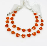 7” Carnelian Gemstone Beads, Carnelian Faceted Heart Shape Beads, Bulk Wholesale Beads, 9mm - 10mm