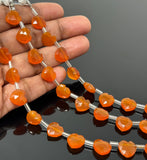 7” Carnelian Gemstone Beads, Carnelian Faceted Heart Shape Beads, Bulk Wholesale Beads, 9mm - 10mm