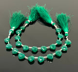 11 Pcs Green Onyx Gemstone Beads, Green Onyx Faceted Heart Shape Wholesale Bulk Beads, , 9mm - 10mm