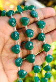 11 Pcs Green Onyx Gemstone Beads, Green Onyx Faceted Heart Shape Wholesale Bulk Beads, , 9mm - 10mm