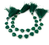 11 Pcs Green Onyx Gemstone Beads, Green Onyx Faceted Heart Shape Wholesale Bulk Beads, , 9mm - 10mm