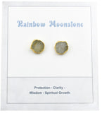 Raw Birthstone Electroplated Stud Earrings, Gold Plated over Silver Gemstone Stud Earrings, Healing Crystal Rough Gemstone Studs