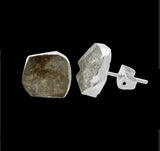 Raw Herkimer Diamond Stud Earrings, Healing Raw Crystal Studs, Rough Gemstone Electroplated Stud Earrings, April Birthstone