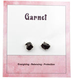 Raw Garnet Stud Earrings, January Birthstone Healing Crystal Rough Gemstone Studs, Garnet Rough Gemstone Electroplated Stud Earrings