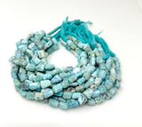 10” Natural Larimar Gemstone Beads, Faceted Larimar Nugget Beads, Bulk Wholesale Beads, 9mm - 14mm