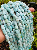 10” Natural Larimar Gemstone Beads, Faceted Larimar Nugget Beads, Bulk Wholesale Beads, 9mm - 14mm