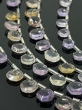 13 Pcs Ametrine Faceted Hexagon Shape Fancy Beads, Ametrine Gemstone Bulk Wholesale Beads