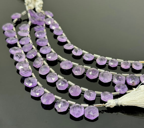 6.5” Amethsyt Gemstone Beads, Light Purple Amethsyt Faceted Hexagon Shape Wholesale Beads for Jewelry Making