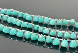 8.5” Peruvian Amazonite Trillion Shape Briolette Gemstone Beads, Wholesale Bulk Beads, 8mm-9mm