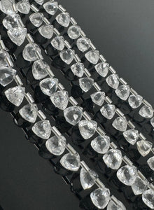 7.5” Clear Crystal Quartz Trillion Shape Briolette Gemstone Beads, Wholesale Bulk Beads, 8mm-10mm