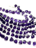 7.5" African Amethyst Trillion Shape Briolette Gemstone Beads, Wholesale Bulk Beads, AAA Quality Amethyst Fancy Beads