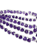 8" Amethyst Trillion Shape Briolette Gemstone Beads, Wholesale Bulk Beads, African Amethyst Fancy Shape Beads, 7mm - 8mm