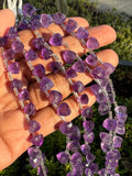 8" Amethyst Trillion Shape Briolette Gemstone Beads, Wholesale Bulk Beads, African Amethyst Fancy Shape Beads, 7mm - 8mm