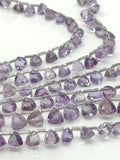 7.5" Amethyst Trillion Shape Briolette Gemstone Beads, Wholesale Bulk Beads, Light Purple/ Lilac Amethyst Fancy Shape Beads, 8mm - 9mm